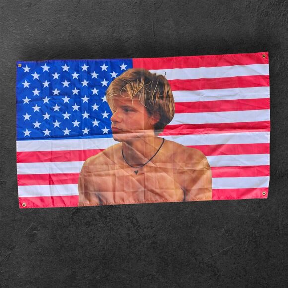 JJ Maybank Outer Banks Flag 3x5 Wall Tapestry US Flag Variant Grommets Red Blue - Picture 2 of 5